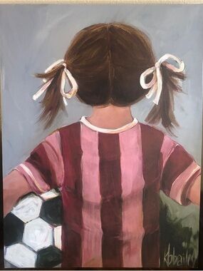Oopsy Daisy Soccer Girl Painting KBBailey. Kids Sport Art. Gorgeous 24”x18”